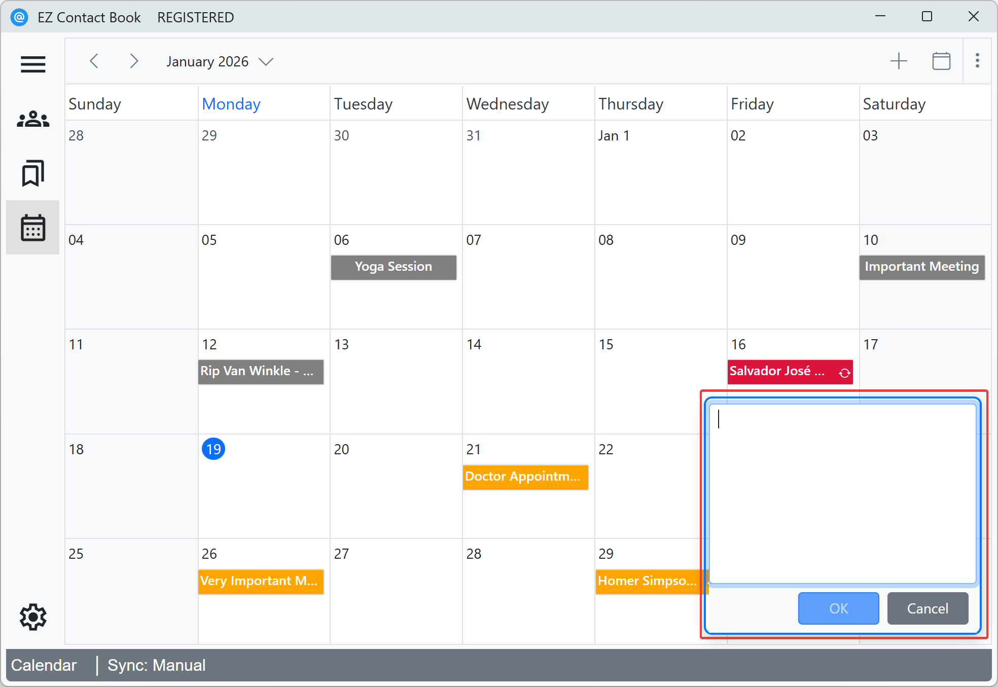 Add a Note for a contact in Calendar
