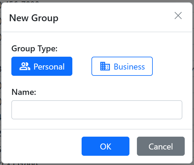 Dialog for adding or editing Contact Group