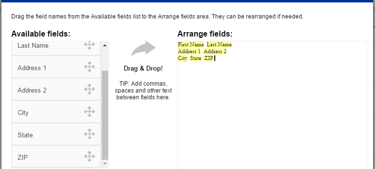 Address field mapping in Avery Design software
