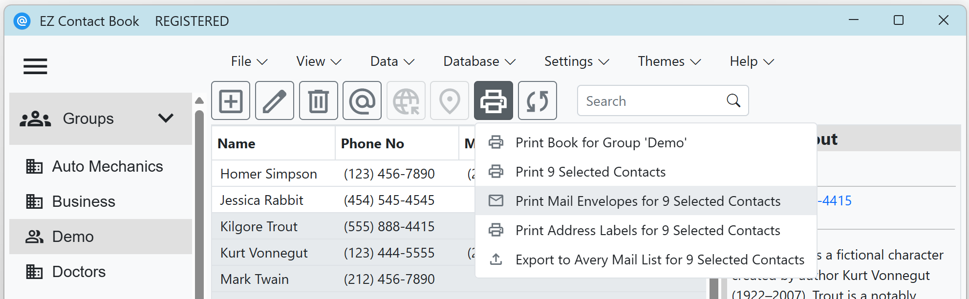 Option to Print Mail Envelopes