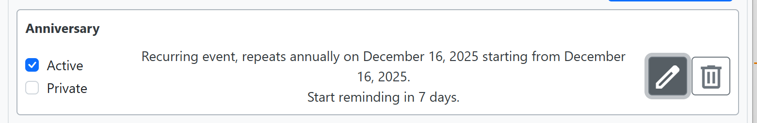 Example of a non-birthday reminder