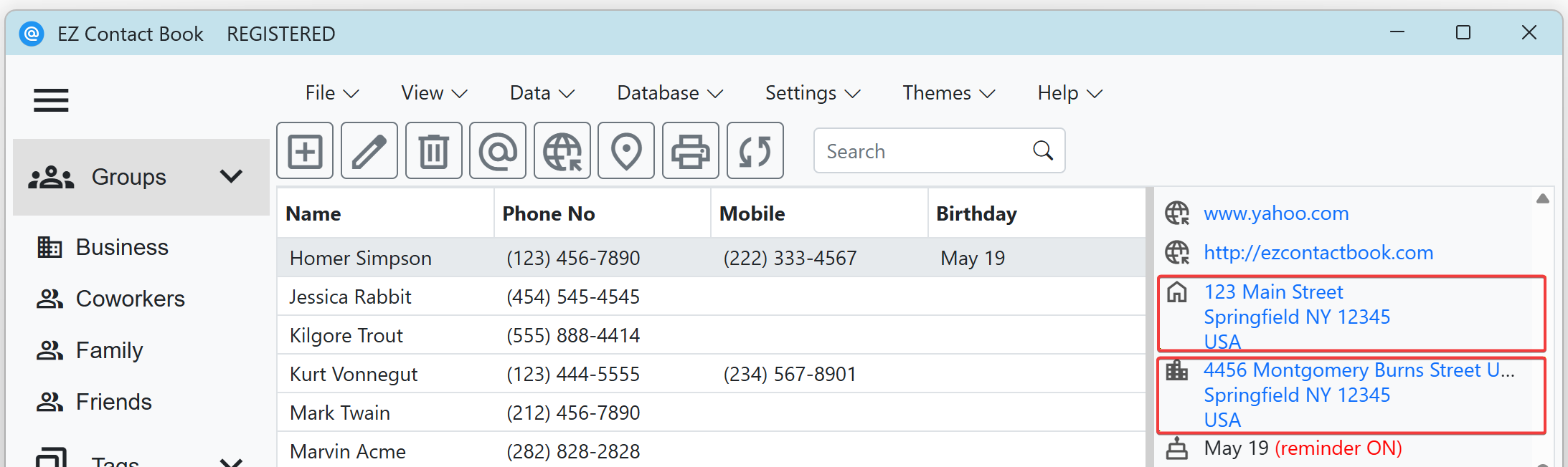 Address hyperlinks in Contact Details panel