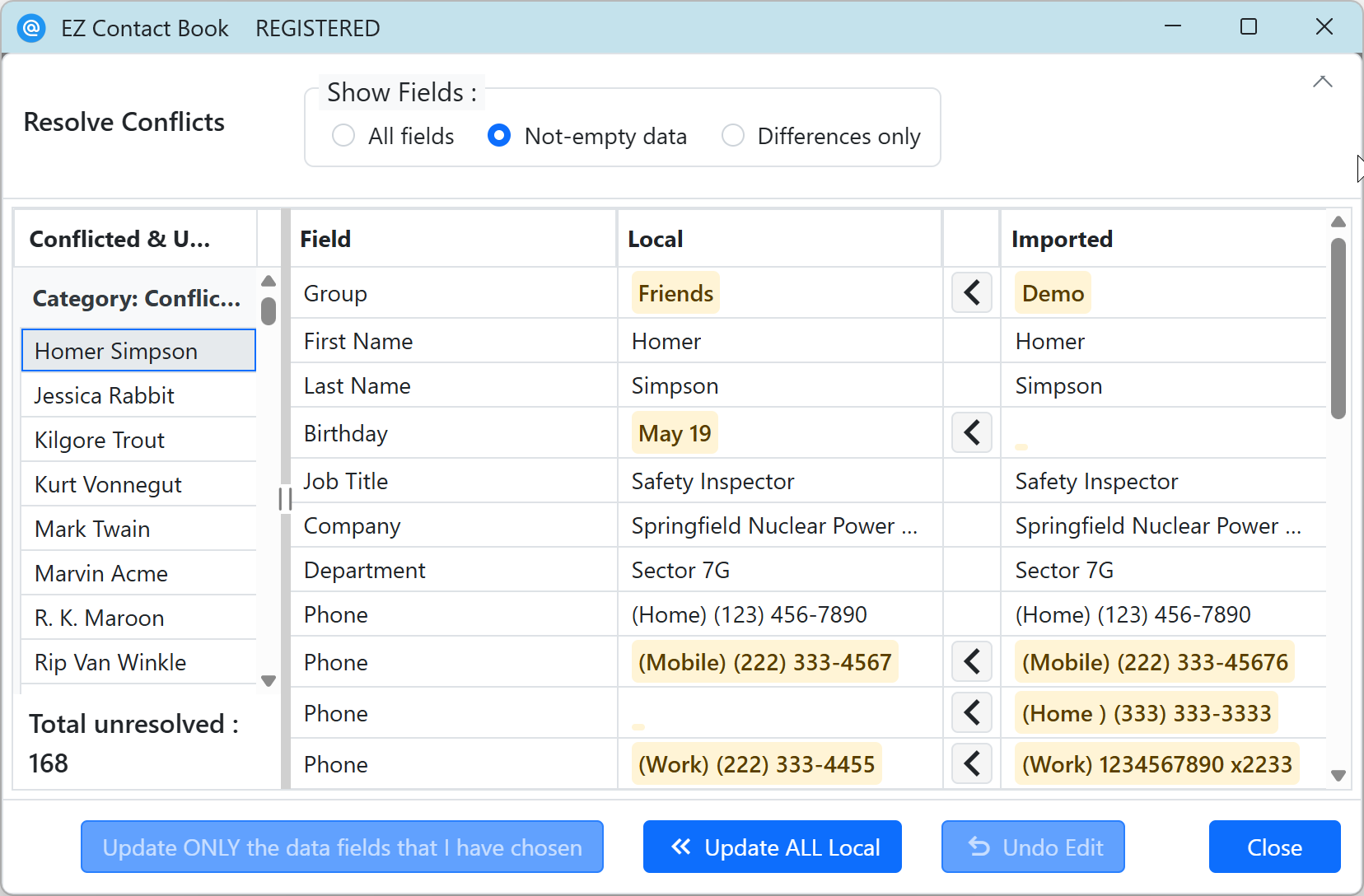 Screenshot of the Conflict Resolution editor