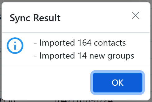 Sync summary report dialog